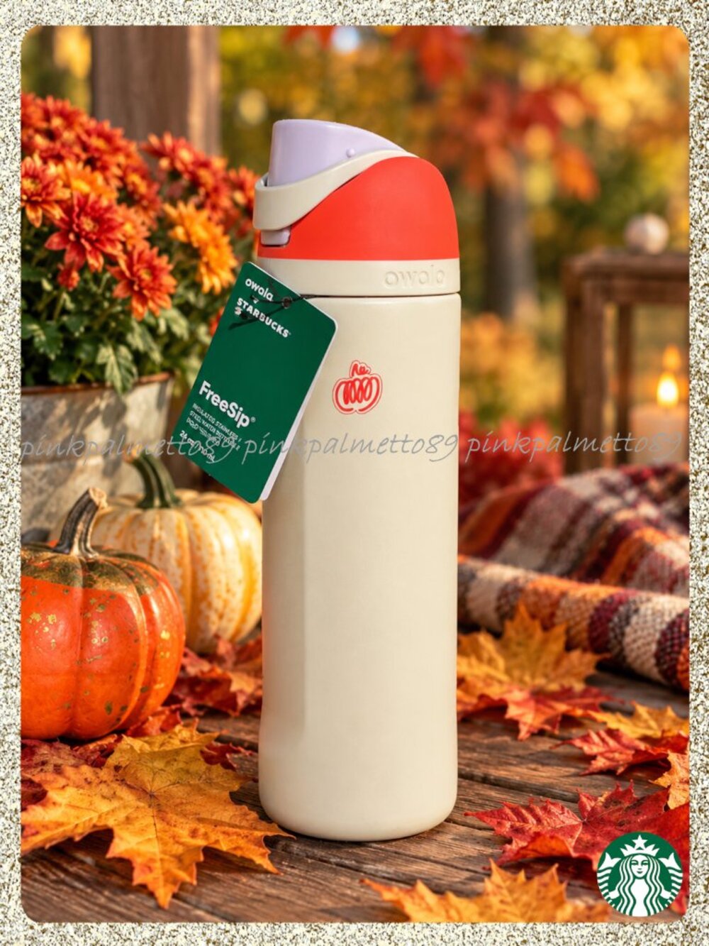 🍂🎃 NWT 2026 Starbucks + Owala Cream Fall Pumpkin Spice Latte SS 24oz Tumbler